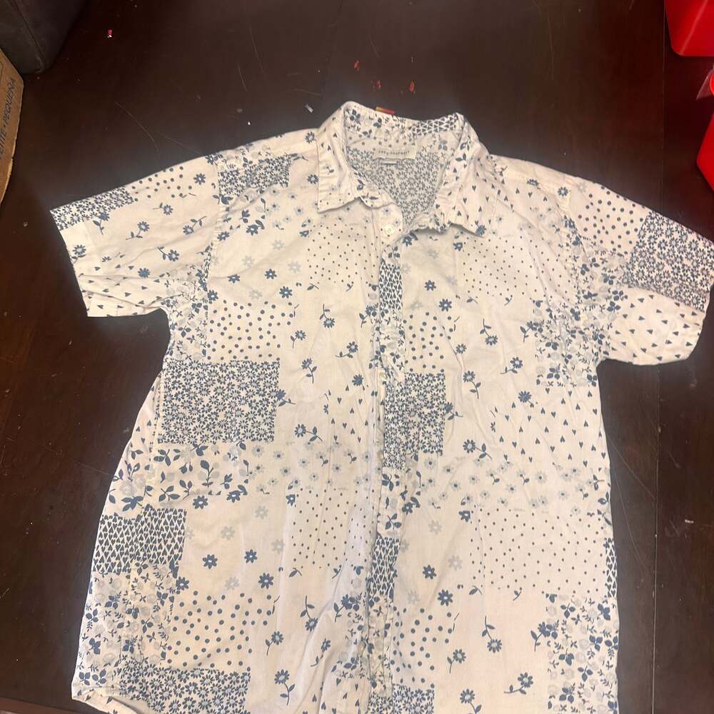 MEN'S FREE ASSEMBLY SIZE XXL SHORT SLEEVE SHIRT BUTTON FRONT FLORA PRINT